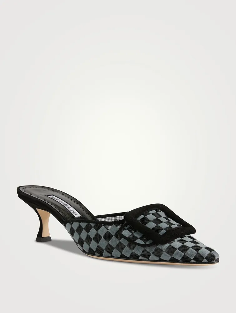 Maysalebi Checkered Mesh Mules