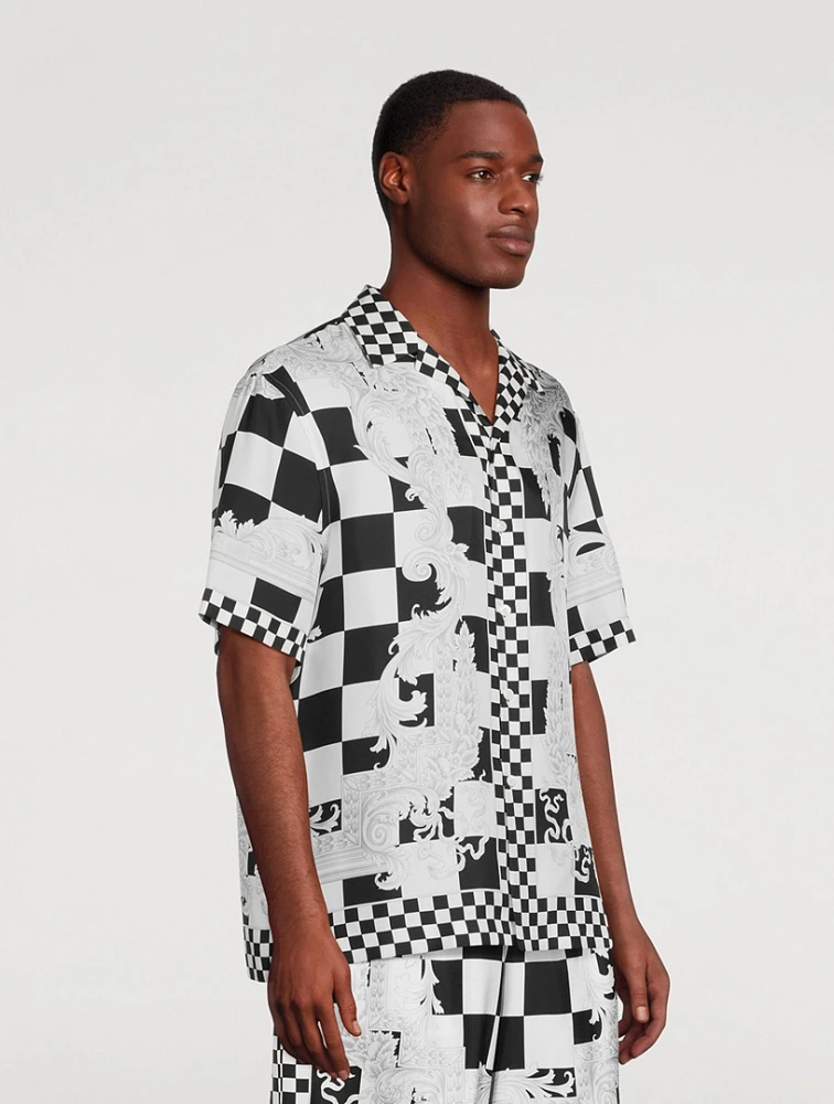 Contrasto Medusa Silk Short-Sleeve Shirt