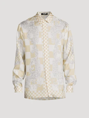 Contrasto Medusa Silk Long-Sleeve Shirt