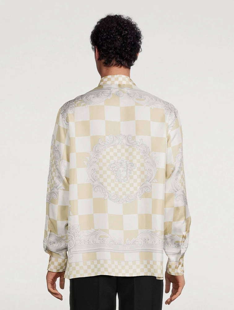 Contrasto Medusa Silk Long-Sleeve Shirt