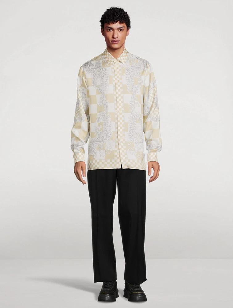 Contrasto Medusa Silk Long-Sleeve Shirt