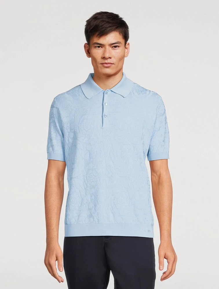 Barocco Silk And Cotton Knit Polo Shirt