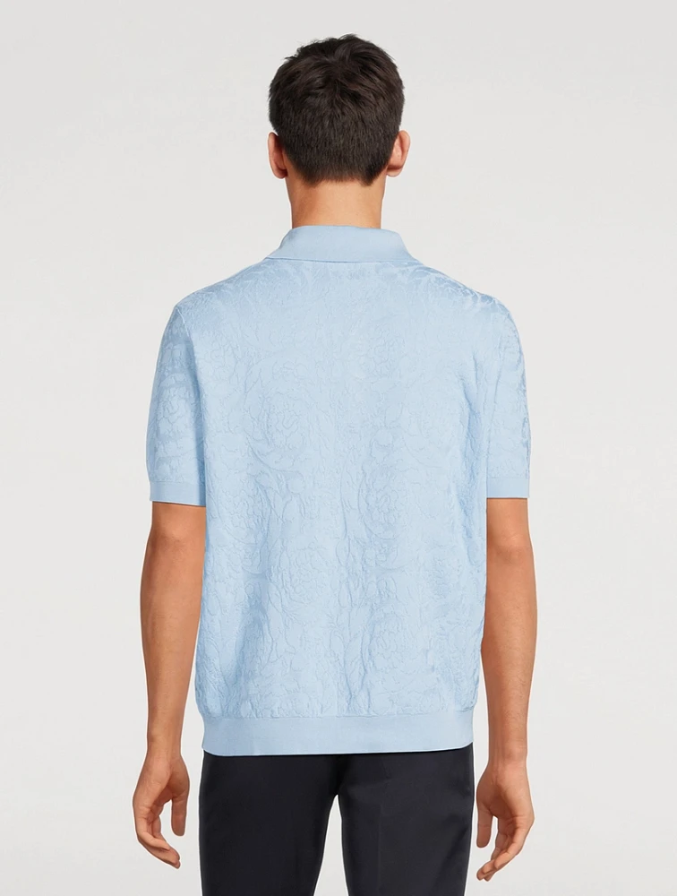 Barocco Silk And Cotton Knit Polo Shirt