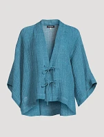 Tie-Front Linen Gauze Jacket