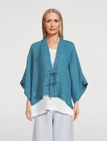 Tie-Front Linen Gauze Jacket