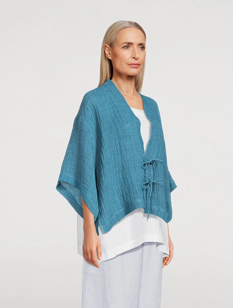 Tie-Front Linen Gauze Jacket