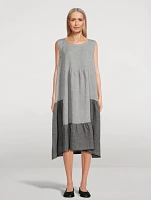 Two-Tone Linen Midi Dress