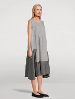 Two-Tone Linen Midi Dress