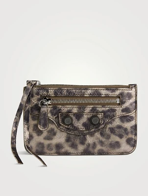 Le Cagole Leather Card Holder In Leopard Print