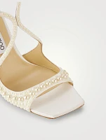 Azia 95 Pearl-Embellished Satin Sandals