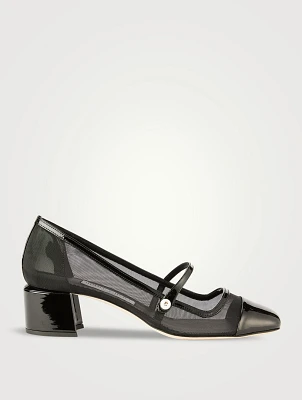 Elisa Leather And Mesh Mary Jane Pumps