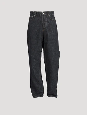 Marble Wash Straight-Leg Jeans