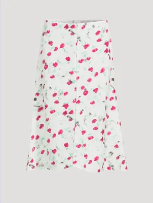 A-Line Midi Skirt Floral Print