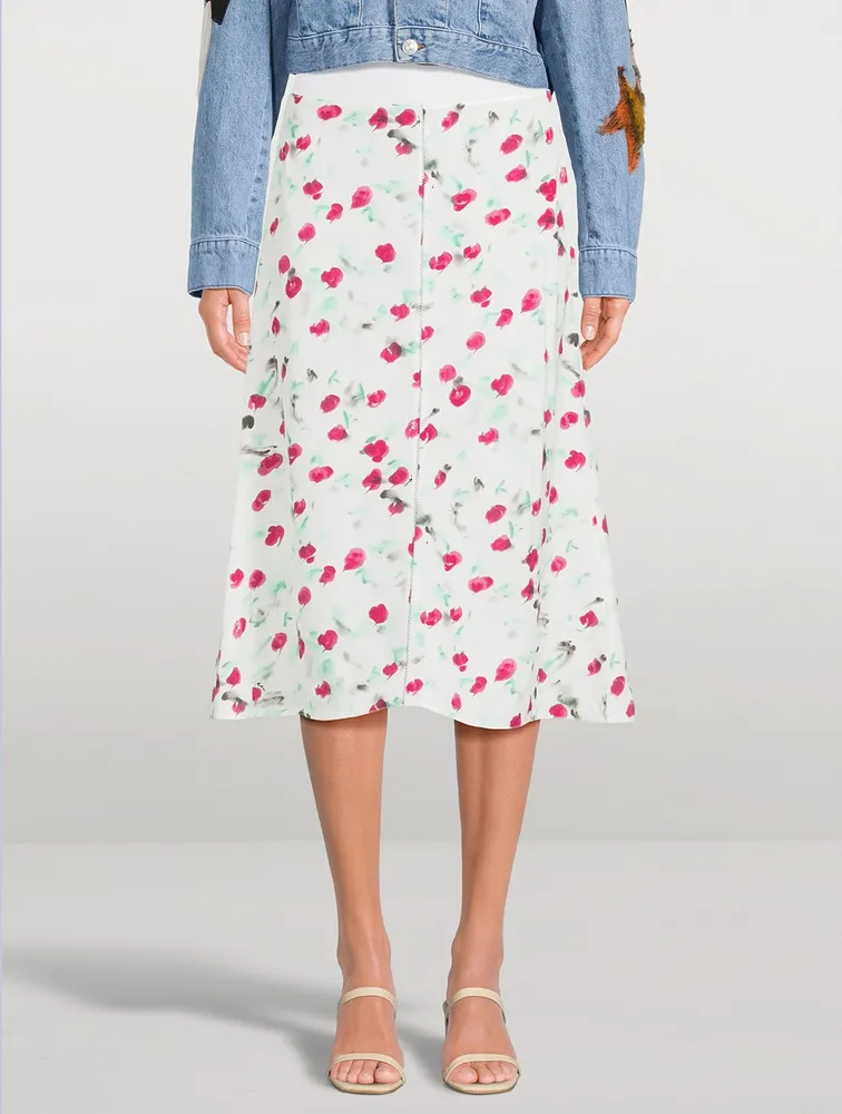 A-Line Midi Skirt Floral Print