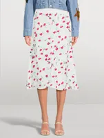 A-Line Midi Skirt Floral Print