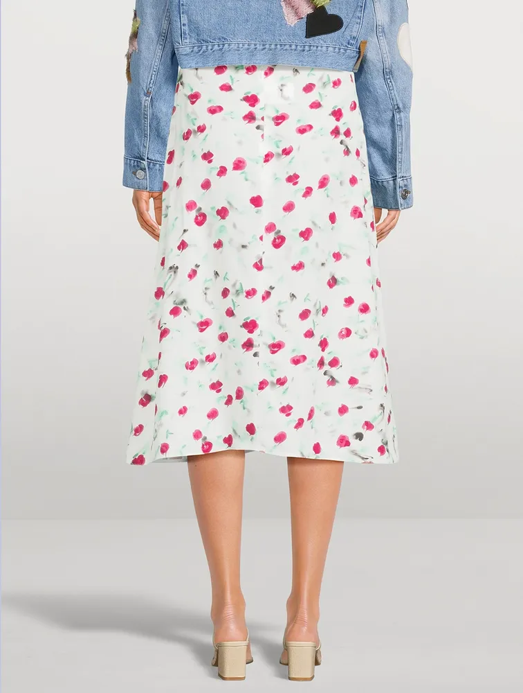 A-Line Midi Skirt Floral Print