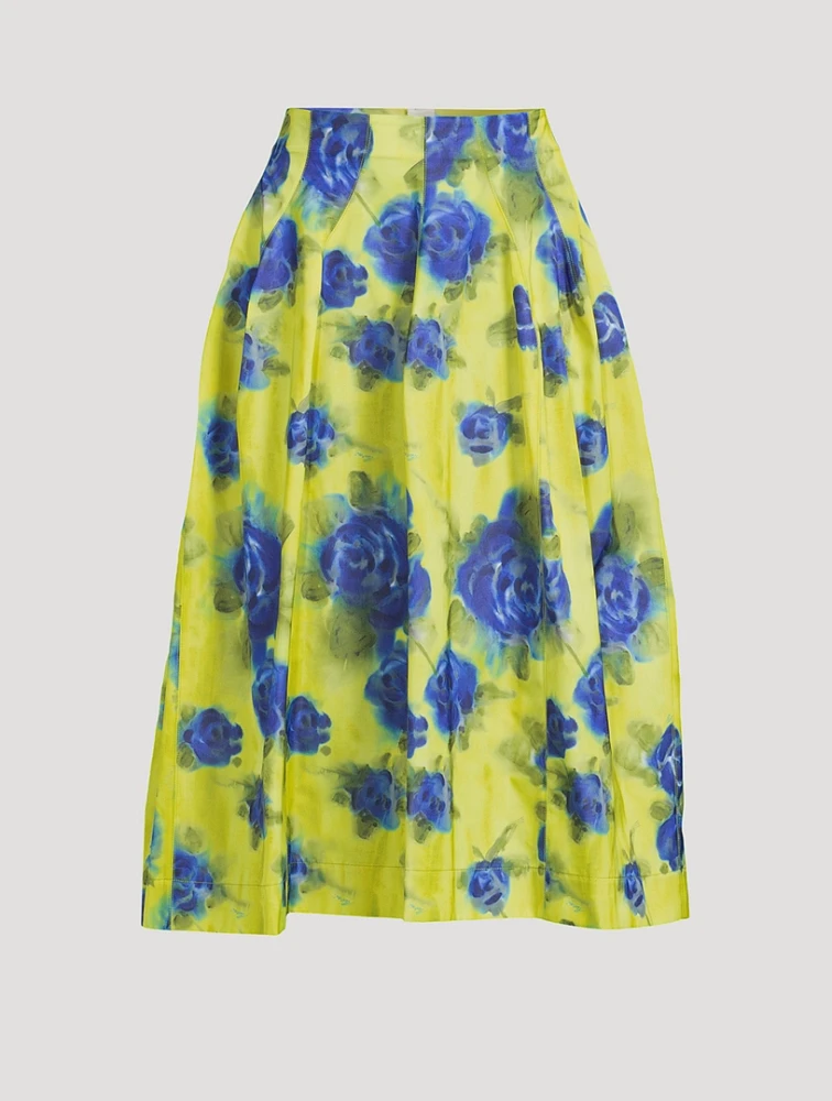 Taffeta Midi Skirt Idyll Print