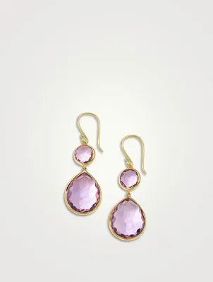 Rock Candy 18K Gold Snowman Teardrop Earrings With Amethyst