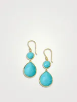 Rock Candy 18K Gold Snowman Teardrop Earrings With Turquoise