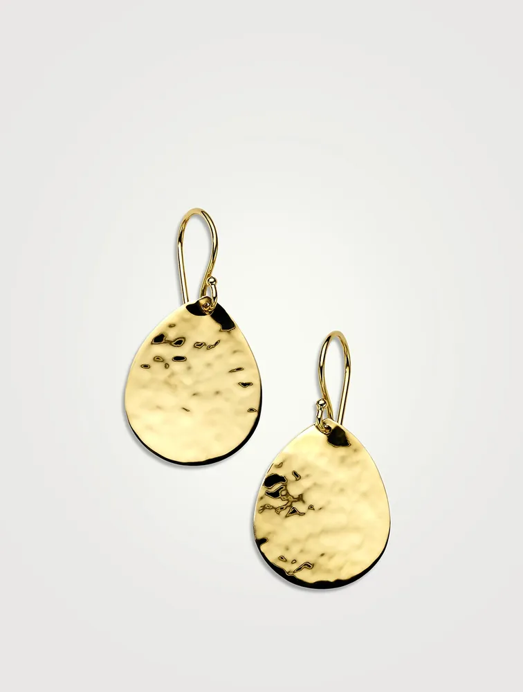 Large Classico 18K Gold Crinkle Teardrop Earrings