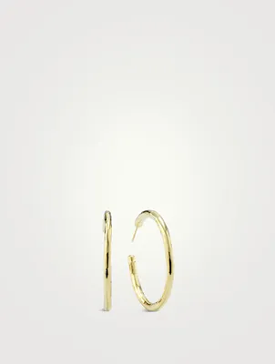 Medium Classico 18K Gold Hammered #3 Hoop Earrings