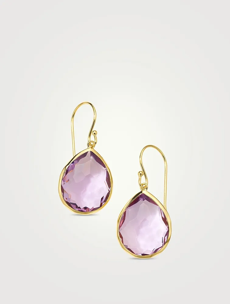 Rock Candy 18K Gold Teardrop Earrings With Amethyst