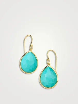 Medium 18K Gold Rock Candy Teardrop Earrings With Turquoise