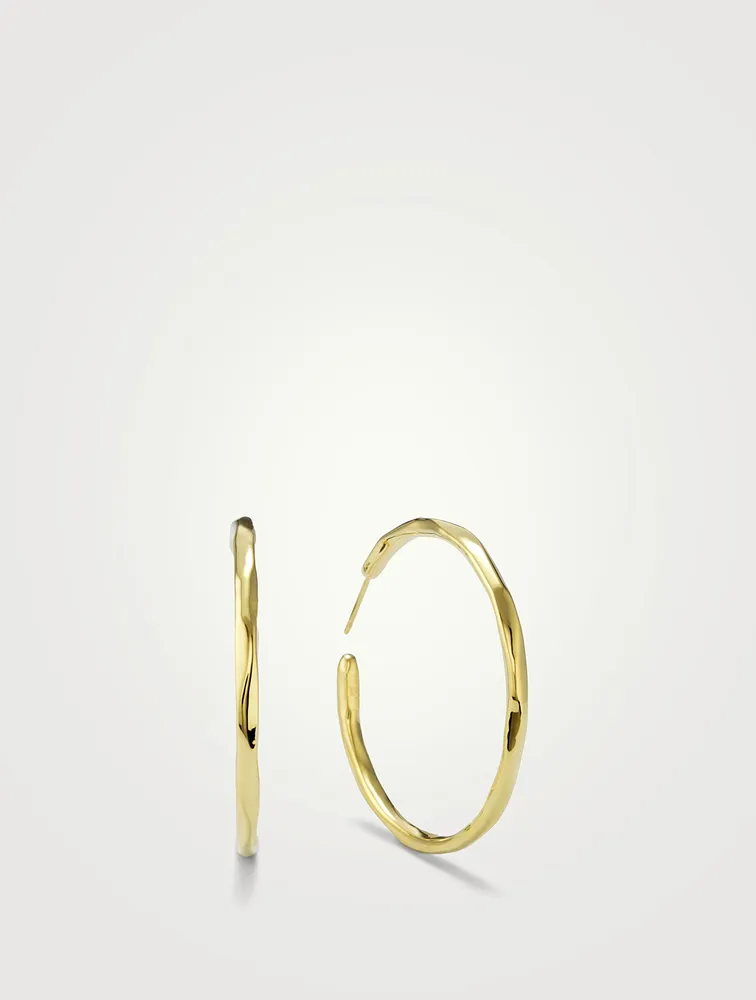 Medium Classico 18K Gold Faceted #3 Hoop Earrings