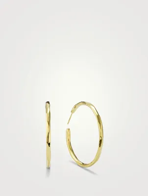 Medium Classico 18K Gold Faceted #3 Hoop Earrings