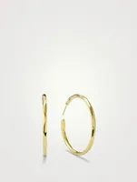 Medium Classico 18K Gold Faceted #3 Hoop Earrings