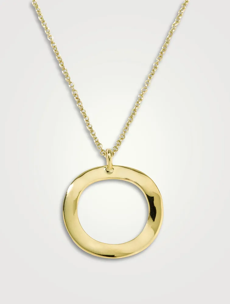 Short Mini Classico 18K Gold Wavy Circle Pendant Necklace