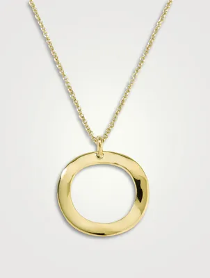 Short Mini Classico 18K Gold Wavy Circle Pendant Necklace