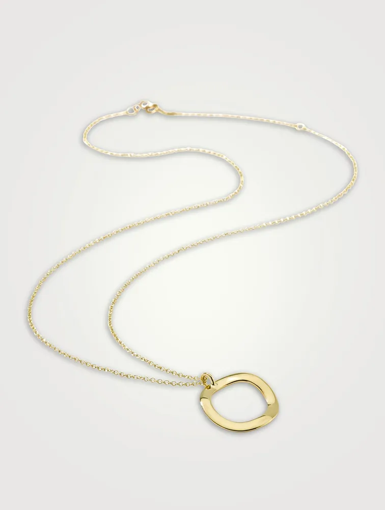 Short Mini Classico 18K Gold Wavy Circle Pendant Necklace