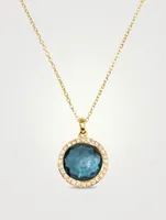 Small Lollipop 18K Gold Pendant Necklace With London Blue Topaz And Diamonds