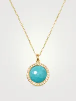 Small Lollipop 18K Gold Pendant Necklace With Diamonds With Turquoise And Diamonds