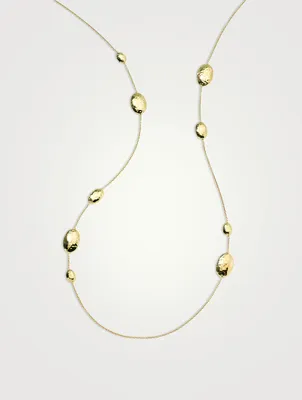 Long Classico 18K Gold Hammered Multi Station Layering Necklace