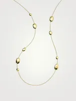 Long Classico 18K Gold Hammered Multi Station Layering Necklace