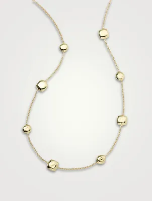 Short Classico 18K Gold Hammered Pinball Chain Necklace