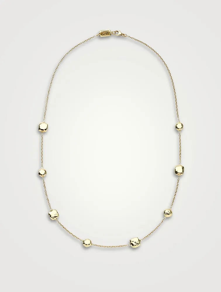 Short Classico 18K Gold Hammered Pinball Chain Necklace
