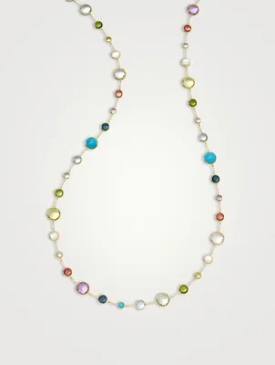 Long Lollitini 18K Gold Necklace With Gemstones