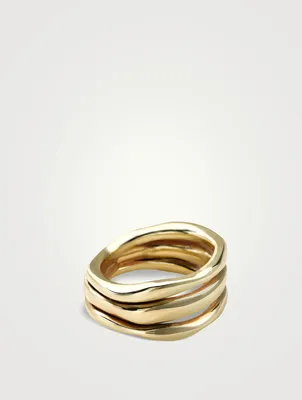 Classico 18K Gold Smooth Squiggle Triple Band Ring