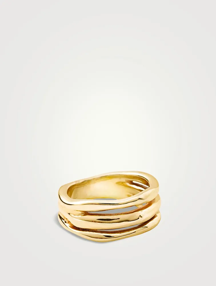 Classico 18K Gold Smooth Squiggle Triple Band Ring