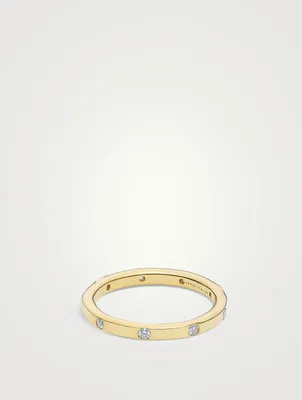 Stardust 18K Gold Thin Band Ring With Diamonds