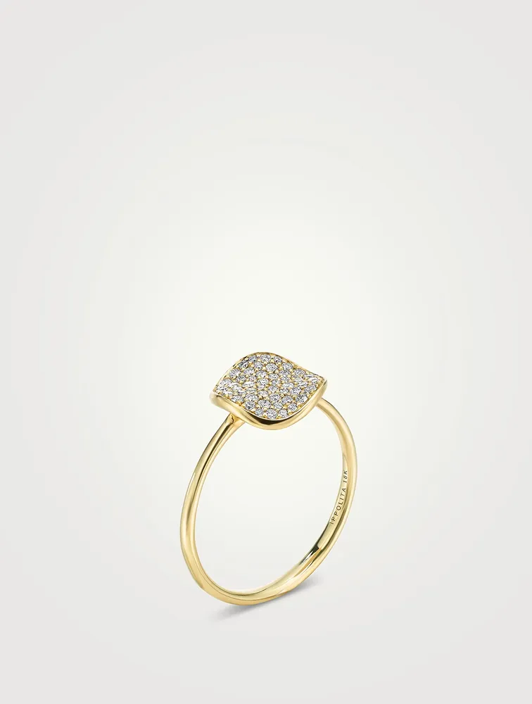 Small Stardust 18K Gold Flower Ring With Diamonds