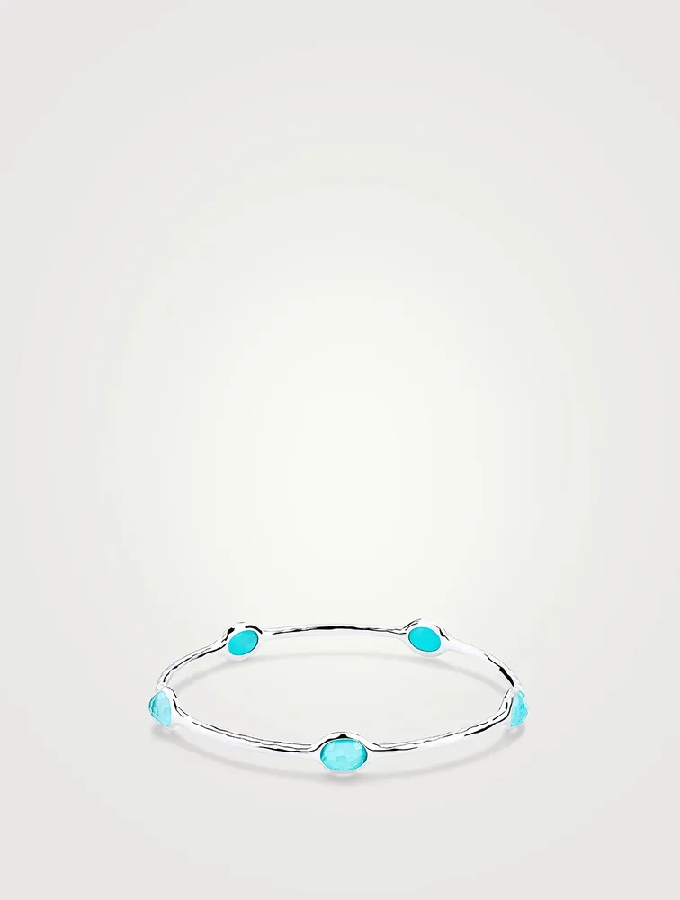 Rock Candy Sterling Silver Five-Stone Bangle Bracelet With Rock Crystal And Turquoise