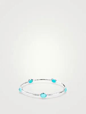 Rock Candy Sterling Silver Five-Stone Bangle Bracelet With Rock Crystal And Turquoise