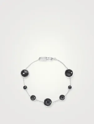 Lollipop Sterling Silver Seven-Stone Link Bracelet With Rock Crystal And Hematite