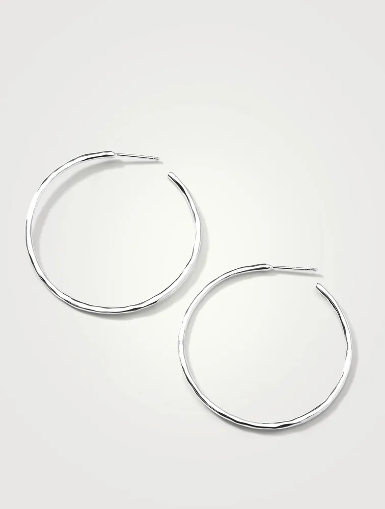 Medium Classico Sterling Silver Squiggle #3 Hoop Earrings