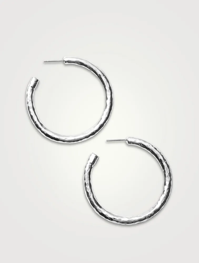 Medium Classico Sterling Silver #3 Hoop Earrings