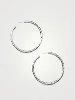 Large Classico Sterling Silver Hammered #4 Hoop Earrings